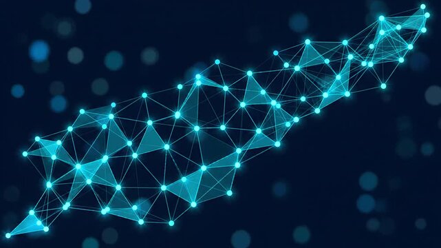 Abstract blue tech background with glowing geometric network lines and triangular nodes for digital connectivity presentation motion graphics and futuristic corporate design