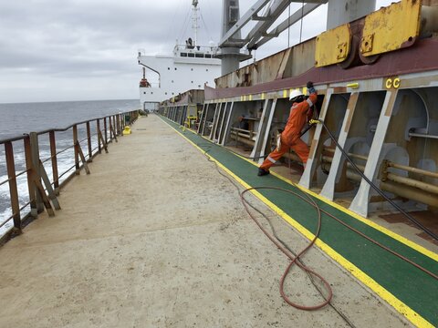 deck works of ship crew.