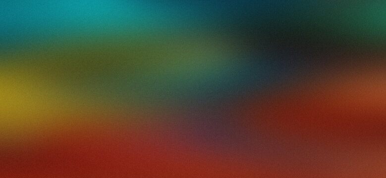 Deep Teal Cyan, Olive Green, Ochre Yellow, and Burnt Orange Abstract Gradient Background Featuring Heavy Grainy Noise Texture with Soft Blurred Transitions