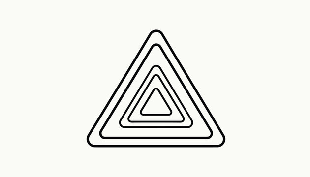 Abstract geometric outline illustration of four nested concentric triangles with rounded corners on white background.