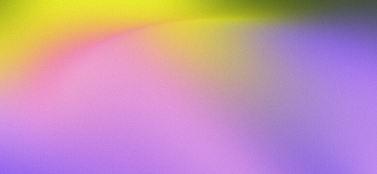 Abstract Grainy Gradient Background Featuring Vibrant Spectrum Blend in Bright Yellow, Neon Pink, Soft Violet Purple, and Olive Green Accent with Heavy Noise Texture