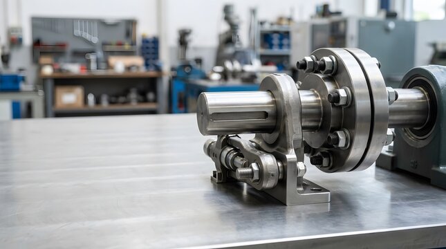 precision torque arm mounted beside industrial shaft coupling for reaction force control, mechanical alignment and rotating equipment applications