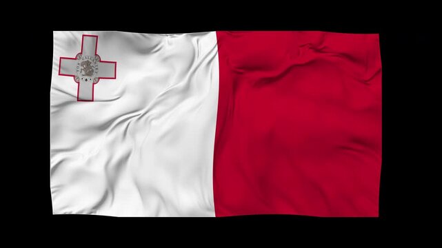 Malta Flag Waving Seamless Loop Animation in 4K UHD