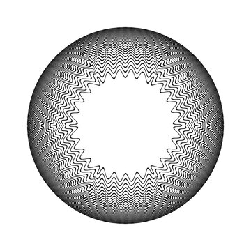 Abstract Radial Symmetrical Wavy Lines Op Art Spherical Pattern with 3D Illusion Effect.
