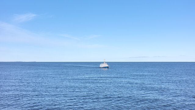 A ship at sea, travel concept.