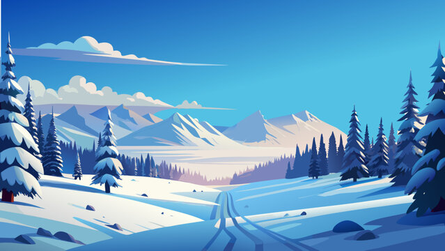 winter landscape with snow mountain