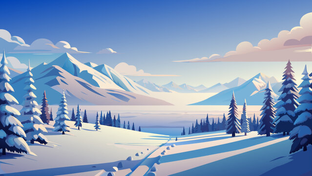 winter landscape with snow mountain