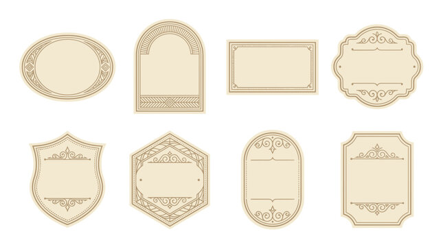 Vintage Label Frames Isolated Vector Set, Ornate Decorative Elements