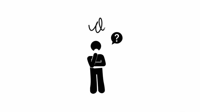 Thinking stick figure icons showing confusion and problem solving