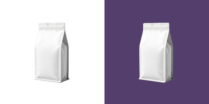 Blank white coffee bean bag pouch mockup for branding design png
