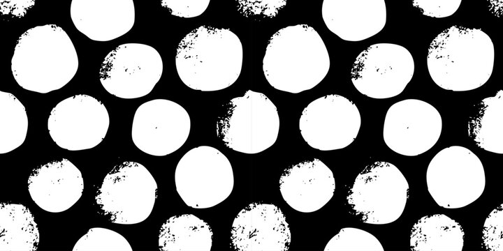 Seamless black and white polka dot pattern. Cute birthday repeated round confetti wrapping design. Vector wallpaper with circles on white isolated background