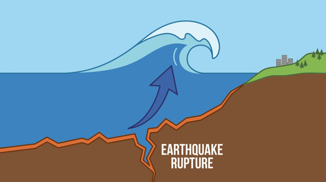 Tsunami Wave Triggered by Undersea Earthquake Rupture