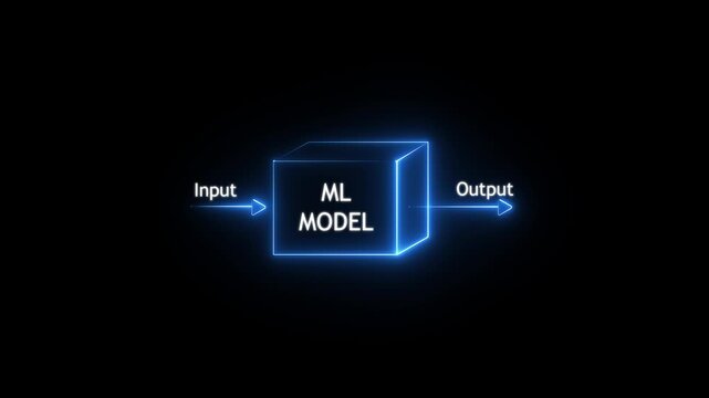 Machine Learning ML Model Vector Icon Illustration with Editable Stroke. Neon Glowing Machine Learning Model Data Flow Diagram Loop,