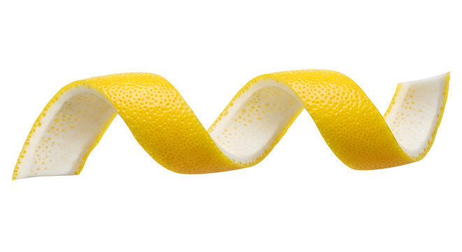 A single spiral piece of fresh yellow lemon peel curl