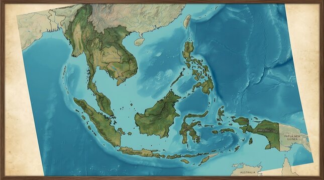 Detailed Physical Map of Southeast Asia Featuring Islands and Coastal Geography