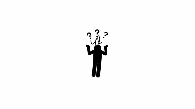 Confused silhouettes shrugging with question marks on white