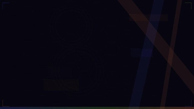 Abstract dark background with colorful geometric lines and technical schematic elements in a looping animation