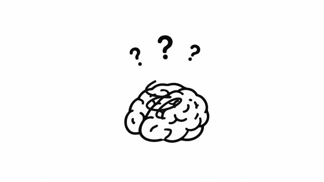 Confused brain icons with question marks in grid layout