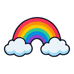 Fototapeta premium Colorful Rainbow with Clouds Flat Vector Illustration