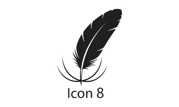 Feather quill vector icon, lightweight plume symbol for blogging, poetry, literature, creative writing, and minimalist design concept