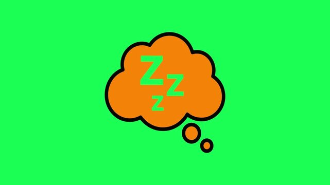 Dreaming thought bubble with zzz letters on a bright green background