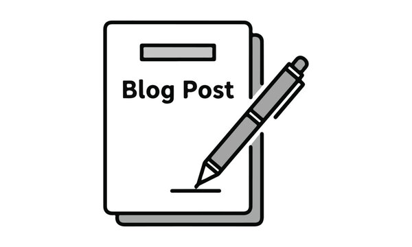 Blog post article writing vector icon, document sheet with pen symbol for content creation, copywriting, blogging platform, and editorial writing concept