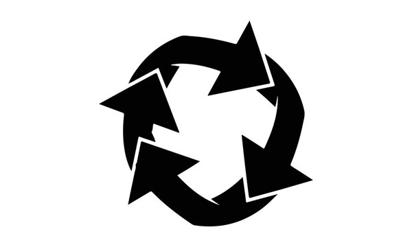 Circular Recycling Process Symbol with Three Arrow Loop Concept Representing Sustainability and Environmental Protection