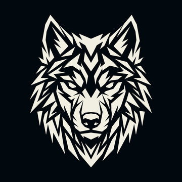 Symmetrical geometric wolf face illustration