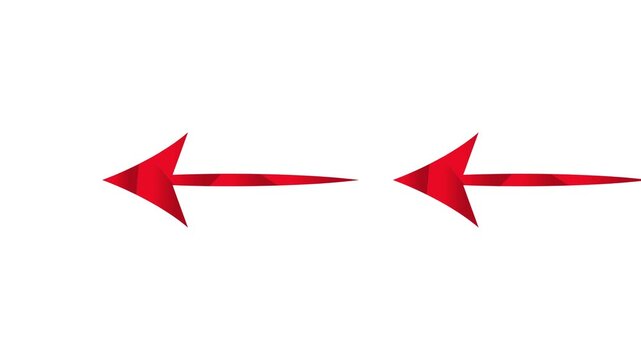 Gradient Red Opposing Arrows Motion Animation on White Background, Directional Movement and Navigation Symbol