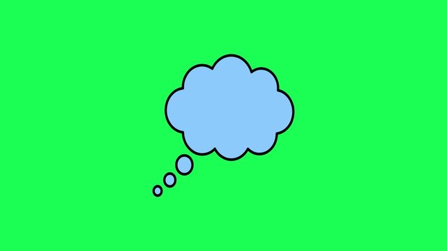 Simple illustration of a blue thought bubble on a bright green background
