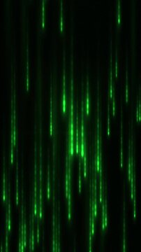 Futuristic Green Digital Code Rain Background with Glowing Vertical Characters and Cyber Technology Atmosphere
