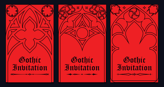 Gothic style invitation with ancient vintage elements. Sacred geometry border and frame. Vector illustration. EPS 10
