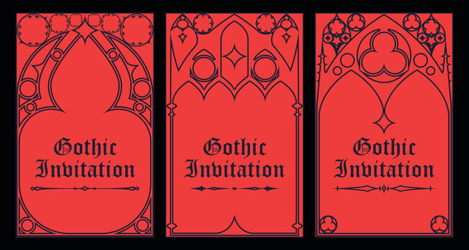 Gothic style invitation with ancient vintage elements. Sacred geometry border and frame. Vector illustration. EPS 10