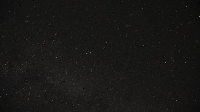 Starry sky. Time-lapse of stars and Milky Way, night in Greece