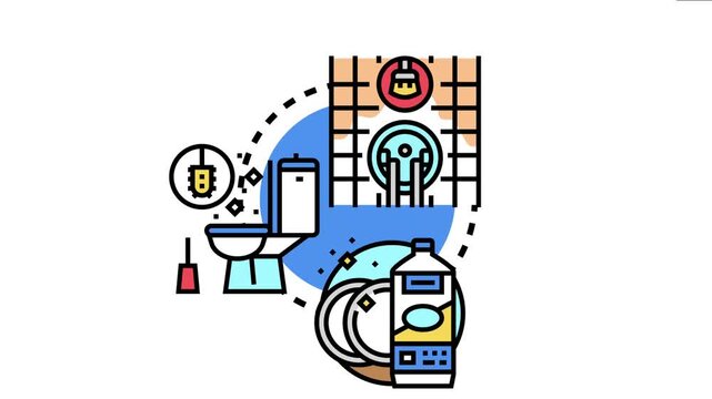 Bathroom professional cleaning process symbolizing deep home hygiene and sanitation, removing unhealthy mold and mildew for a fresh living environment