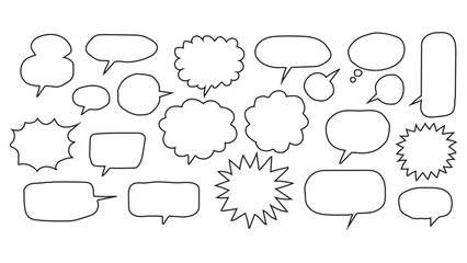 Fototapeta premium Set of various hand drawn speech bubbles and talk clouds for comic books and messages