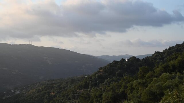 Greek island &ndash; the mountains of Crete. Clouds over the mountains, timelapse.
