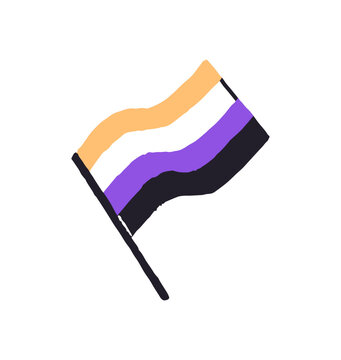 Pride flag of non binary gender. Rainbow sign of genderqueer, queer love. Multiple identity and sexual orientation. Symbol of LGBT and LGBTQ community. Flat isolated vector illustration on white