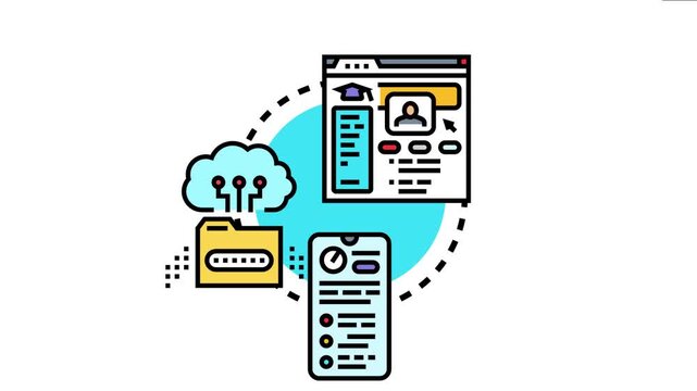 Educational management system integrating digital learning resources, online assessment tools, and secure cloud storage, providing adaptive distance education and personalized learning experiences