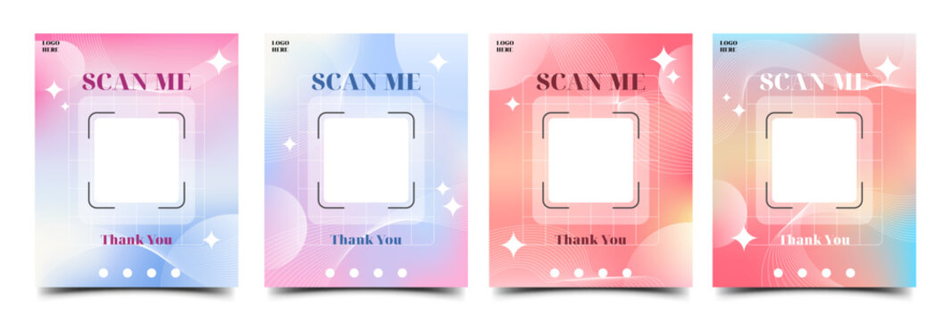 Modern QR Code Scan Me Poster Template Collection with Pastel Gradient Design