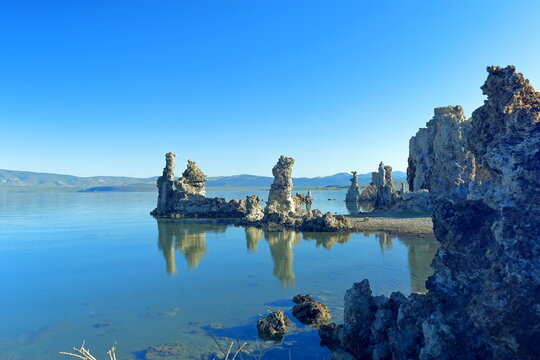 Mono Lake, a saline soda lake in Lee Vining, California, United States