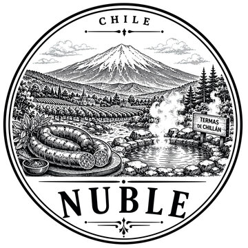 Chilean Landscape with Sausage and Hot Springs in Nuble Region