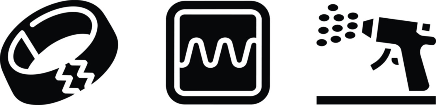 Industrial welding inspection and ultrasonic non-destructive testing icons for quality control