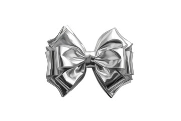 Naklejka premium Metallic silver decorative gift bow