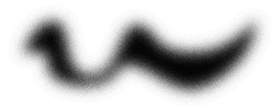 Sinuous spray paint stroke with black grainy airbrush finish for grunge design overlays.