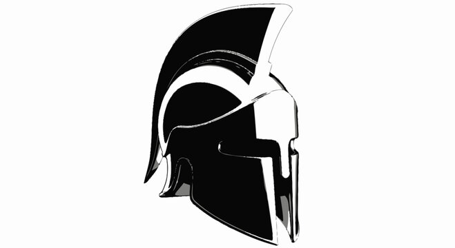 Spartan Warrior Helmet Icon Black and White Illustration