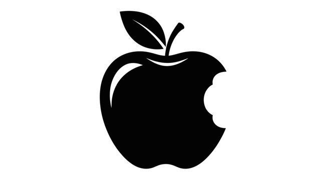 Bitten Apple Icon Silhouette Vector Illustration