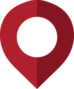 Red map pin icon, location marker symbol, navigation pointer, vector illustration
