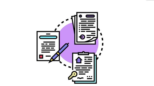 Authorization letter signing process representing official document certifying legal permission for property ownership or access portrayed as an icon