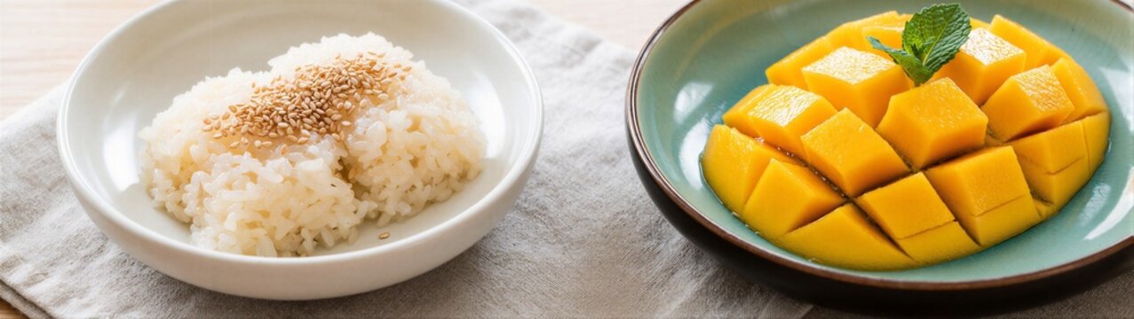 Cooked rice topped with sesame seeds presented on table